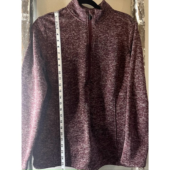 Bit & Bridle Burgund Heather Quarter Zip Pullover Sweater Long Sleeve Casual Top - Picture 5 of 6